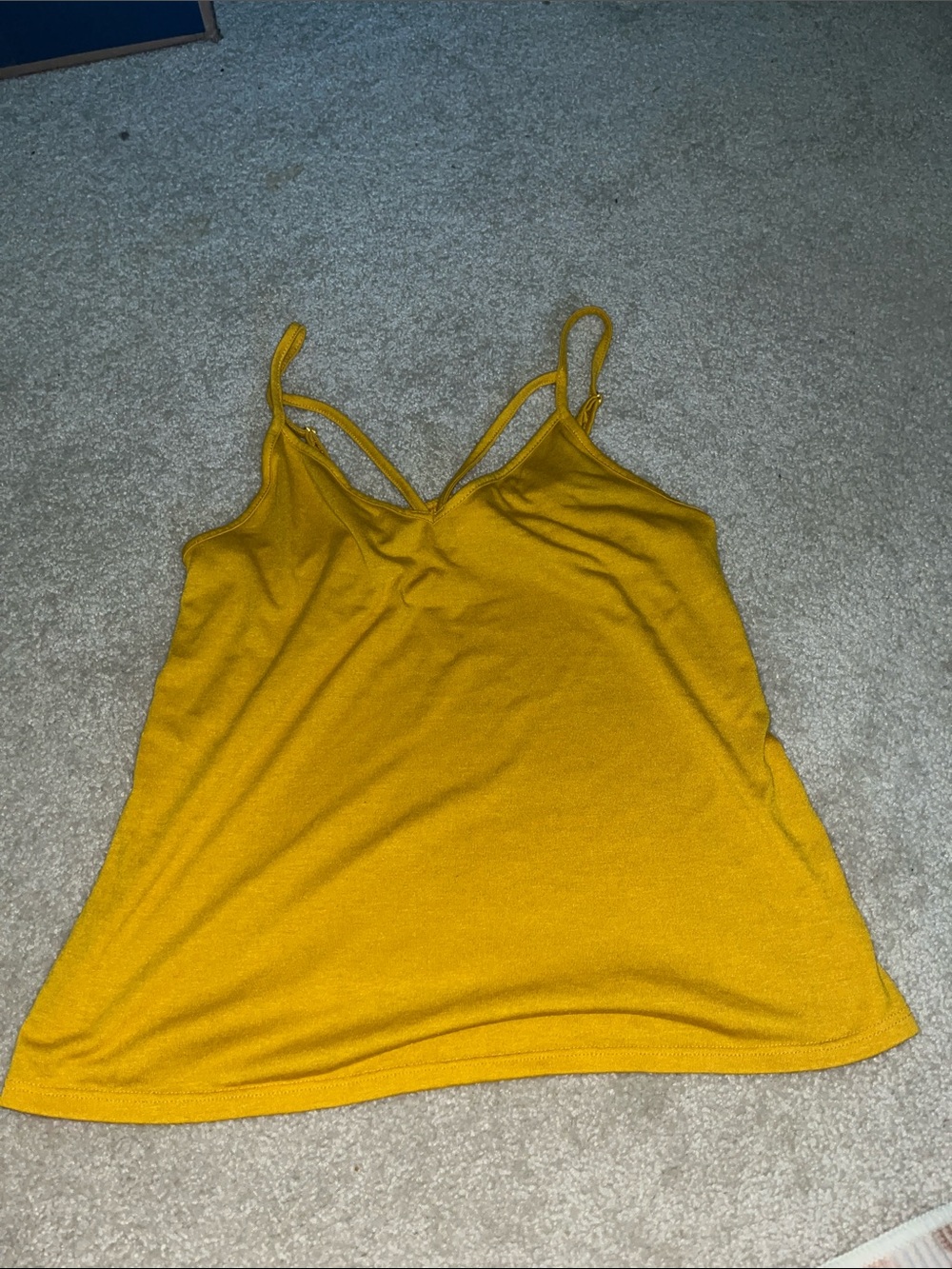 No Boundaries Mustard Yellow Double-Strap V-Neck Tank Top